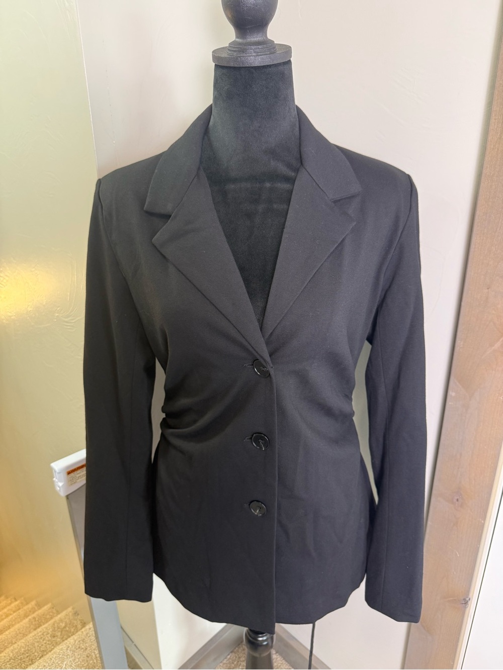 Grey Lab Women’s Ruched Button‎ Front Black Blazer Business Casual Fitted Jacket